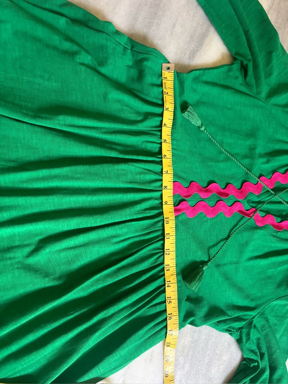 Boden Emerald Green Tunic Dress with Pink Trim - Picture 6 of 7